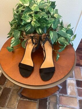 Nine West Black Ankle-Strap Heeled Sandals